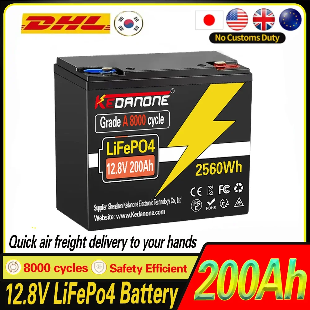 Batterie LiFePO4 12.8V 220AH avec BMS 120A intégré pour Phosphat au Lithium fer Rechargeable hors réseau solaire marin