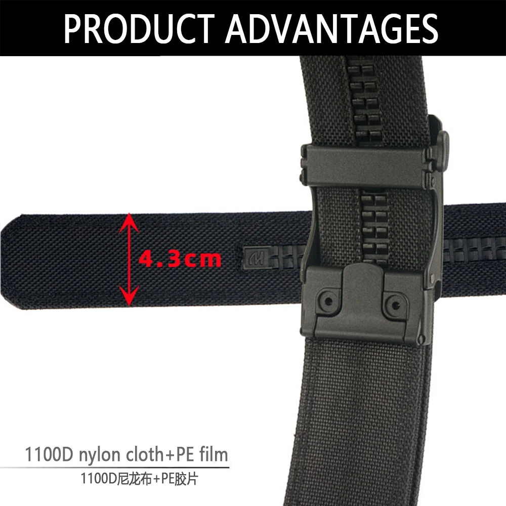 XUHU New Hard Tactical Belt for Men Metal Automatic Buckle IPSC Gun Belt 1100D Nylon Military Belt Outdoor Sports Girdle Male