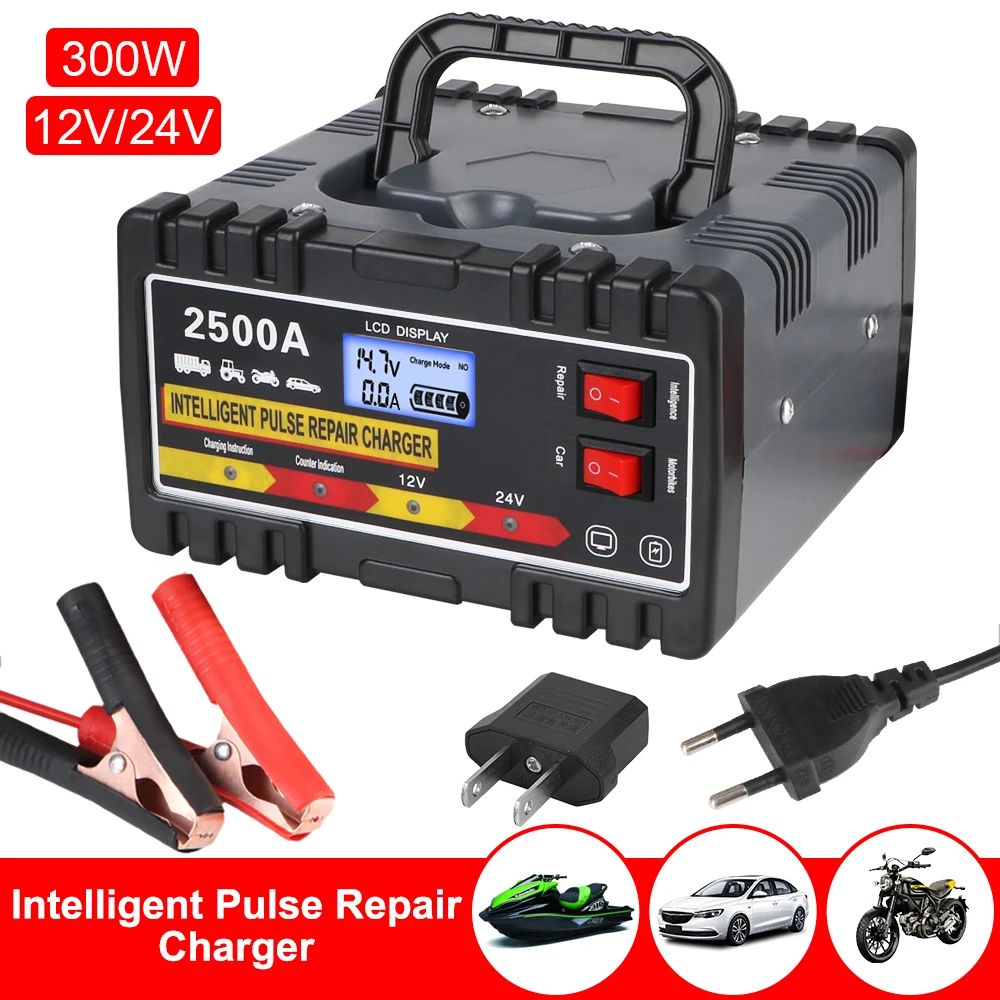 220W Motorboat Battey Chargers 12V 24V For Boat Motorcycle Battey Maintance Smart Pulse Repair Car Battery Storage Cell Chargers