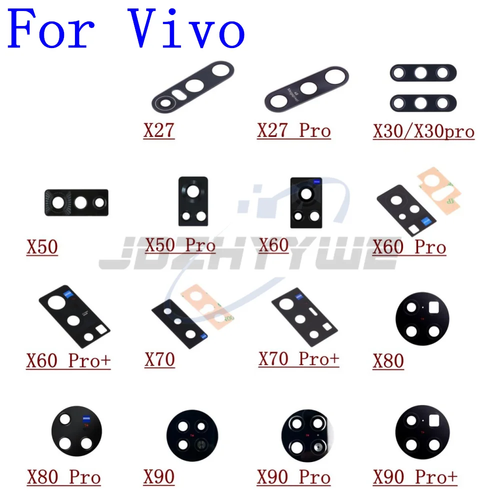 2PCS Back Rear Camera Glass Lens With Sticker For Vivo X27 X30 X50 X60 X70 X80 X90 Pro Plus + Tools