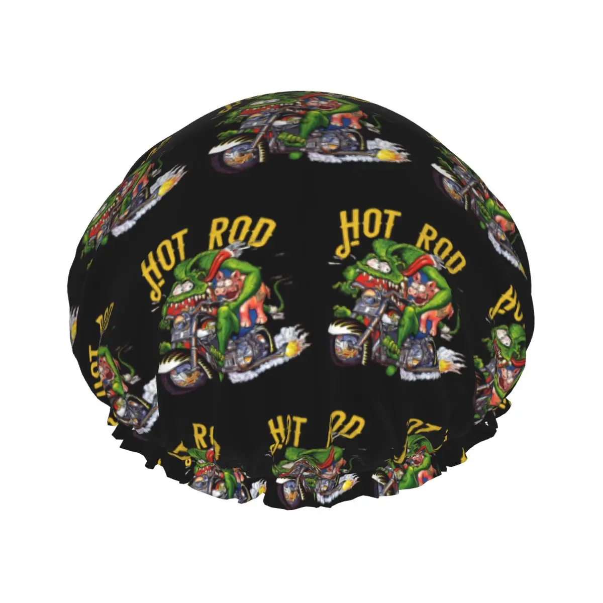 Custom Ratfink Ride Shower Caps Women Elastic Waterproof Rat Fink Quick Drying Bath Hair Cap