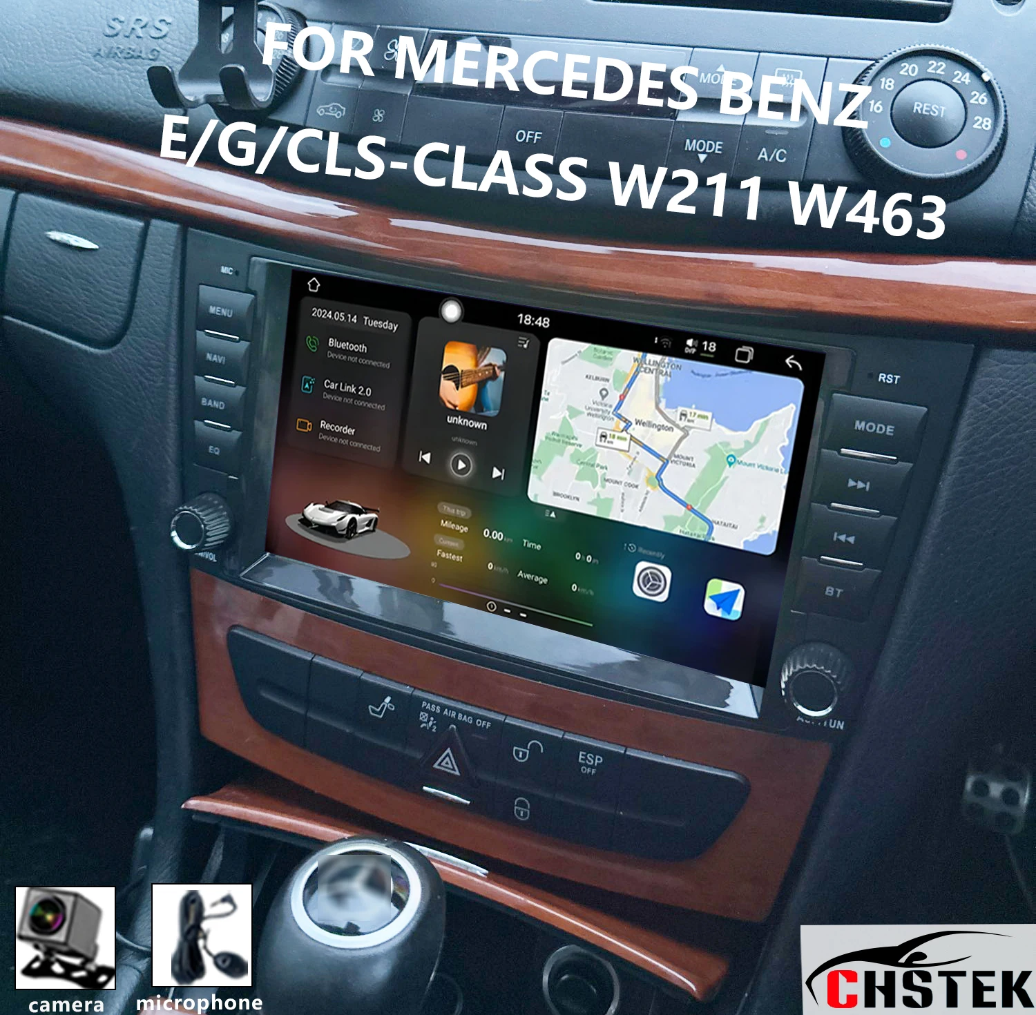 Image of Autoradio Bluetooth Carplay für Mercedes Benz E/G/CLS-Klasse W211 W463 W219 E200 CHSTEK FM Android Navigation Bildschirm GPS WIFI 4G