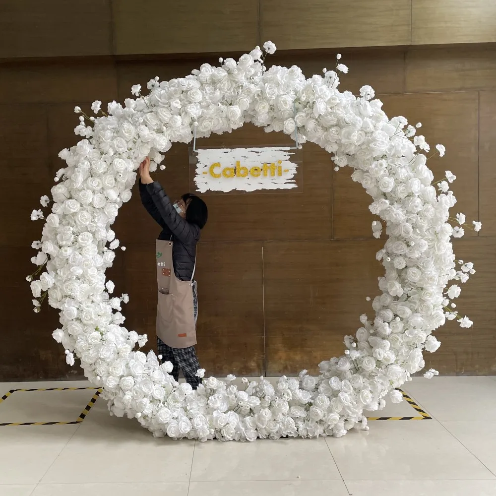 Wedding Decoration Supplies Low Price Wholesale Premium Real Touch White Silk Artificial Flowers Arch Wedding Flower Arch