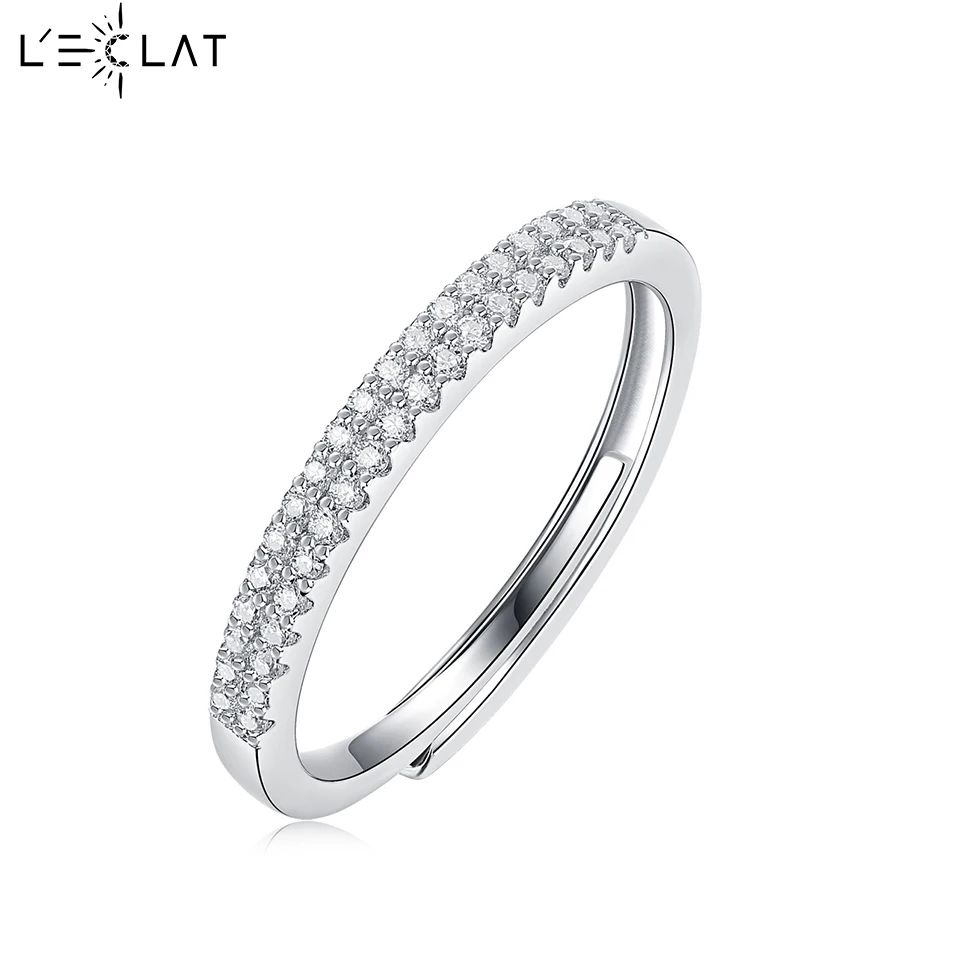 

LECLAT 925 Silver 0.2CT Moissanite Diamond Ring 18k Plated for Women Birthday Party Fancy Band Lab Promise Band Fine Jewelry