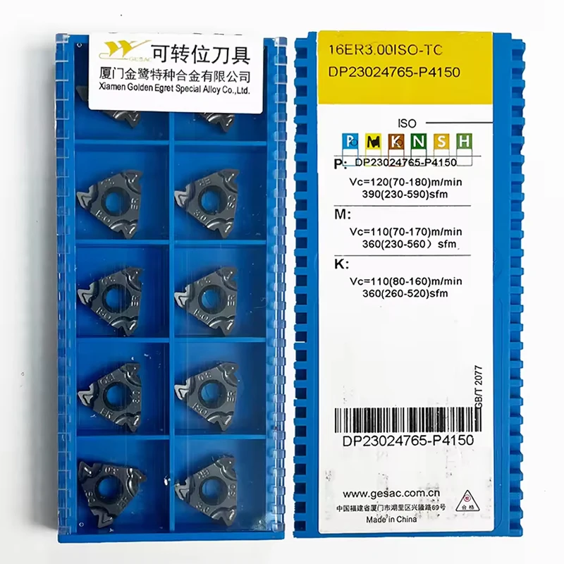 Torno CNC rosca transformando inserções, 100% Original 16ER, AG60, AG55, 1.0ISO, 1.5ISO, 2.0ISO, 3.0ISO, 11W, 14W, 19W, TC, GM3225, 10pcs