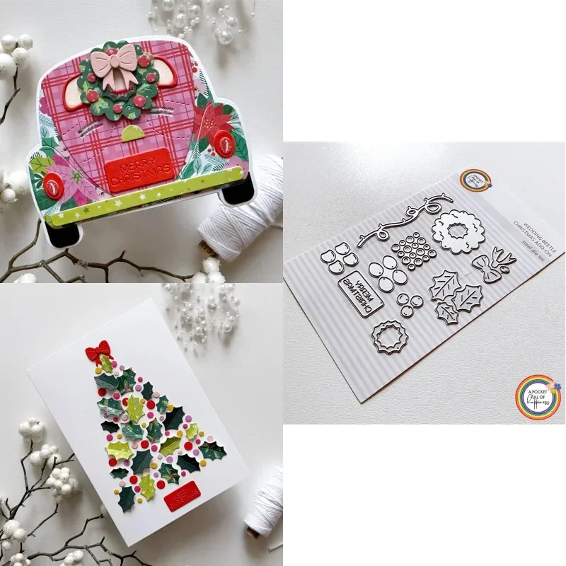 Er is ook een paar kleine oorkappen bovenop de wekker. Nieuwe aanwinst 2026 metaal snijmal scrapbooking DIY decoratie.