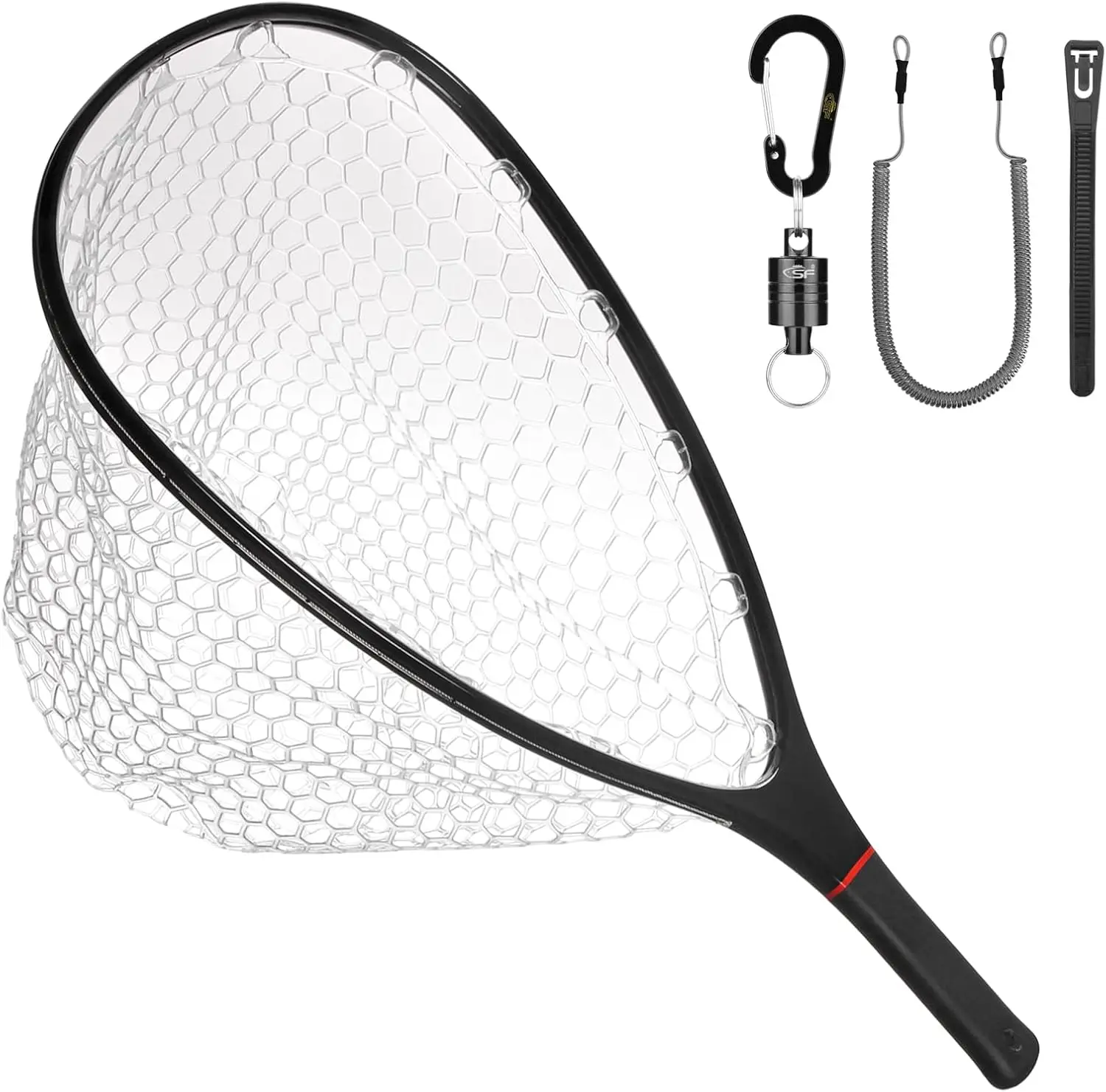 

Lightweight Carbon Fiber Fly Fishing Net with Soft Rubber Mesh for Trout Catch and Release, Durable and Waterproof