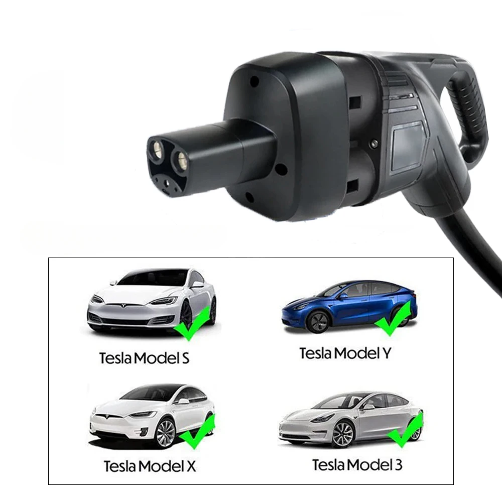 FITMPH CCS2+Type 2 to NACS Tesla Adapter, DC&AC 2-in-1 adapter,  250kW for Model 3/X/Y/S, For US Tesla in Europe fast charging