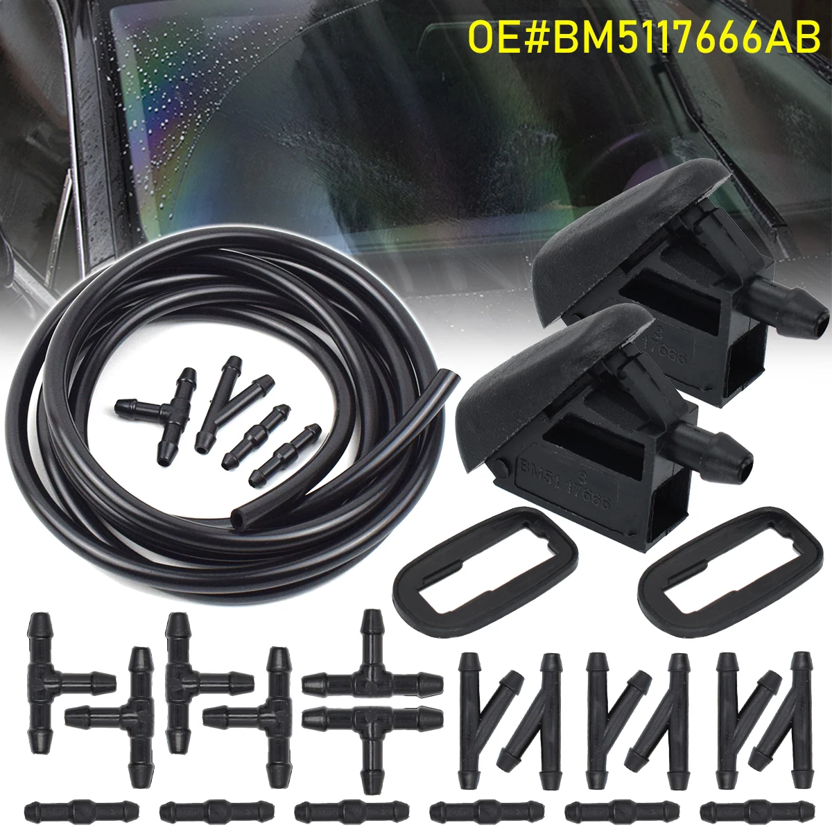 Car Front Windshield Wiper Washer Spray Jet Nozzle Hose Pipe For Ford Focus 2 3 Mondeo Galaxy C-max Fiesta KA Fusion BM5117666AB