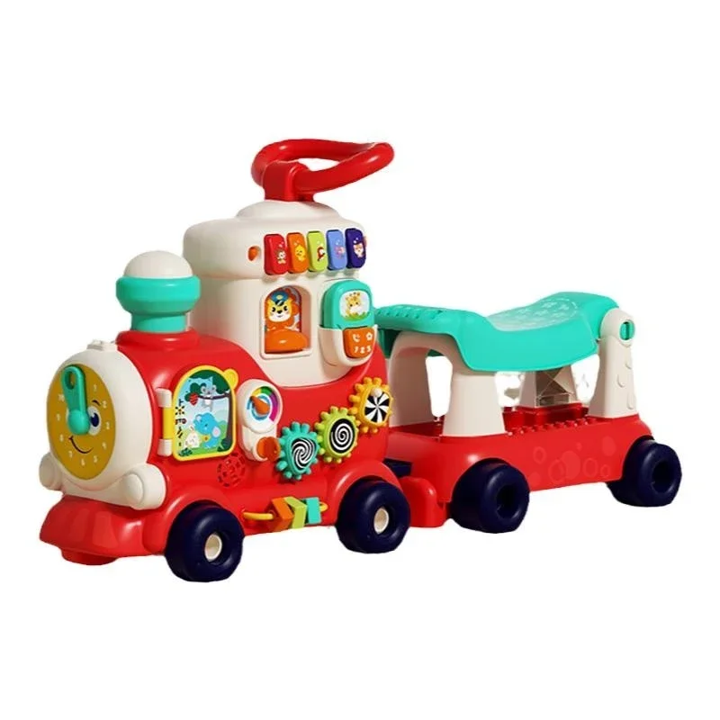 4-In-1 Smart Fun Train Toy Baby Walker Multifunctional Trolley Early Education Toy Car