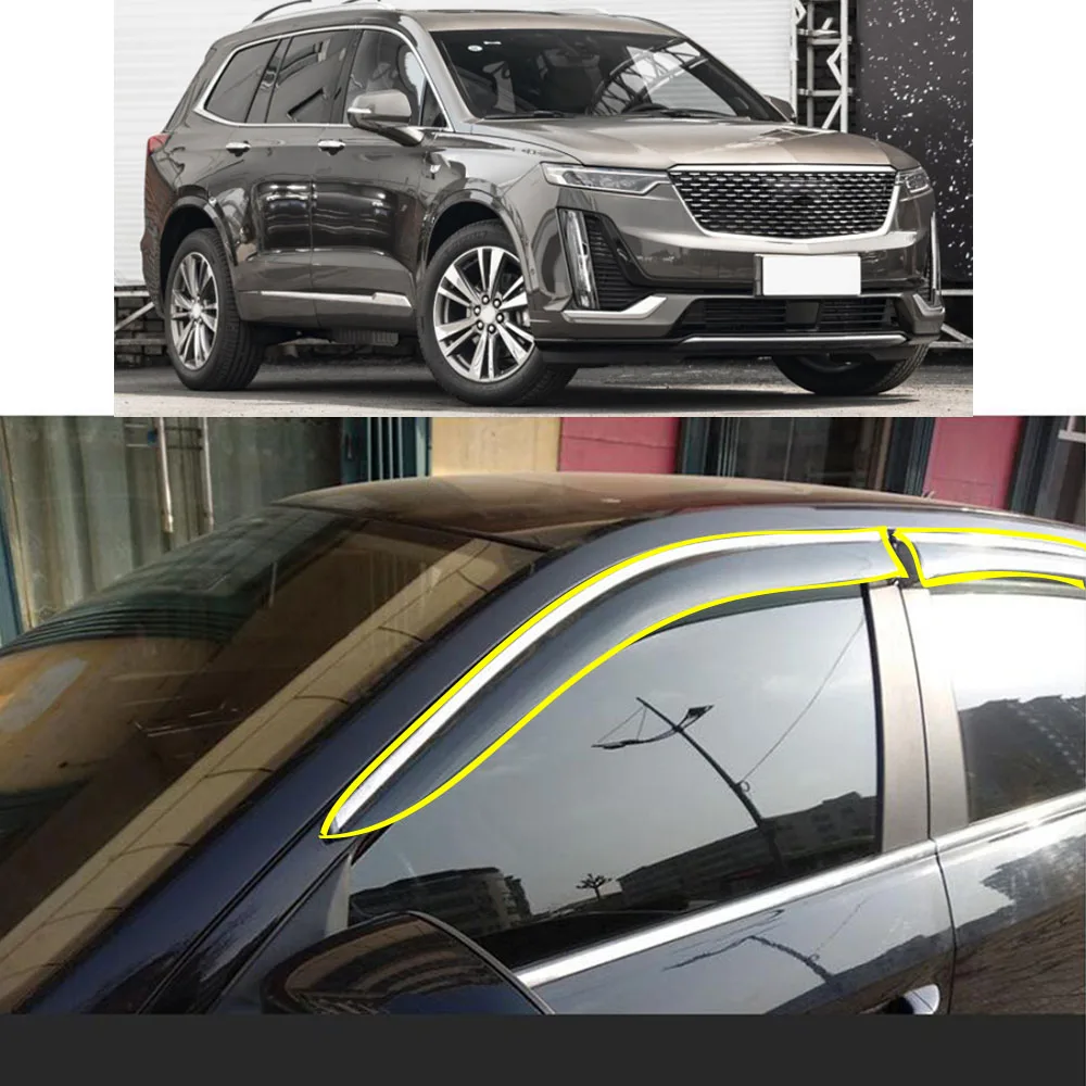 

Car Body Styling Sticker Plastic Window Glass Wind Visor Rain/Sun Guard Vent Parts For Cadillac XT6 2019 2020 2021 2022