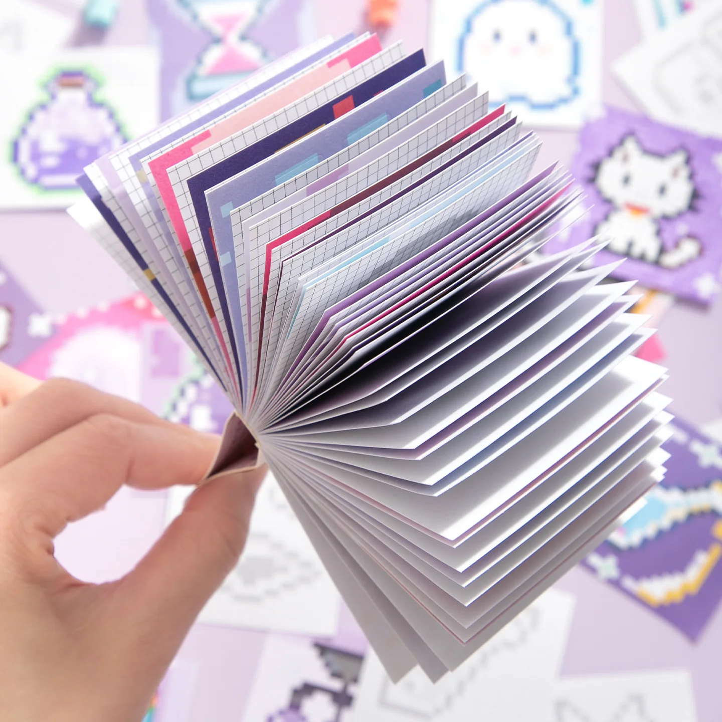 1 Book Pixel Style Coloring Sticker Book DIY Coloring Book Clip Art Sticker Collage Photo Album Diary Decoration Phone Case Gift