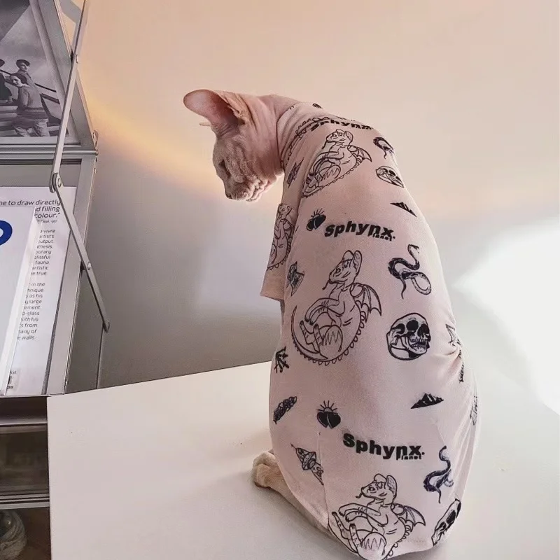 Spyhnx Sphinx Hairless Cat Clothes Snugly Original Devon Konis Tattoo Close-fitting Comfortable Undercoat T-shirt Cat Pajamas