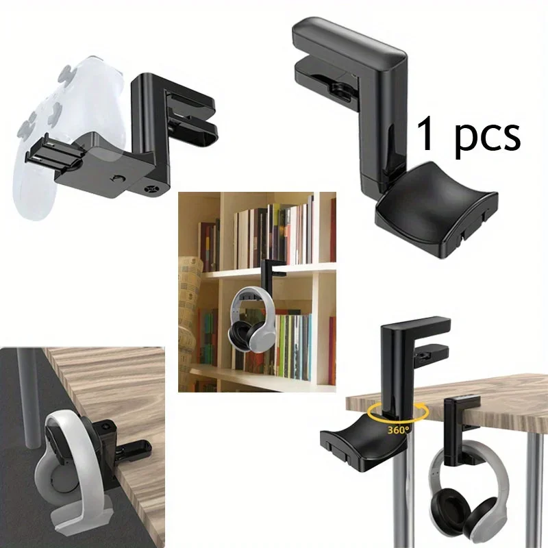 1pcs Adjustable Clamp-on Under Desk Hook Headphone Stand Universal Swivel Holder Under Desk Hanger Earphones