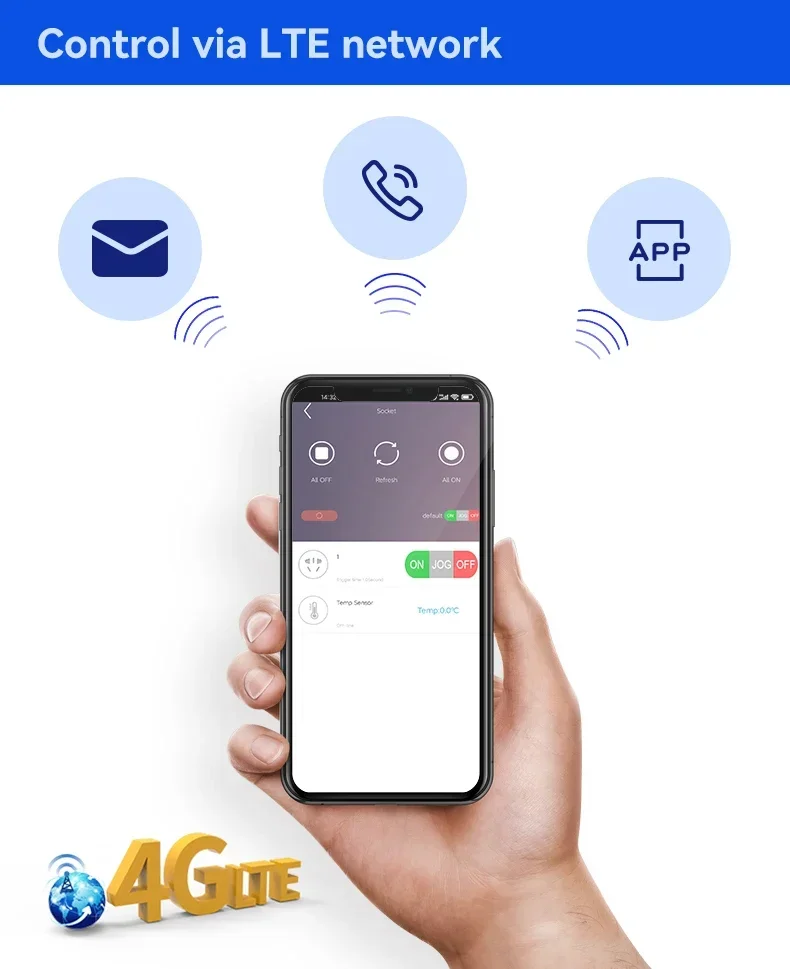 SMS 스마트 전원 소켓 콘센트 온도 센서 컨트롤러 플러그, 지능형 릴레이 스위치, 홈 자동화 원격 제어, 4G 16A