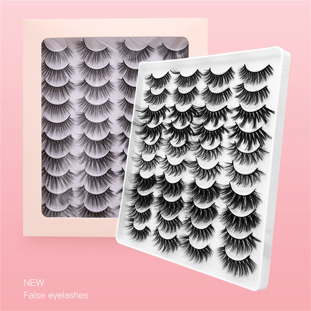 20 คู่/ถาด Multi-Layer Texture ดัดผมถาวรใช้งานง่าย reusable ยืดหยุ่น faux Mink eyelashes ส่วนบุคคล