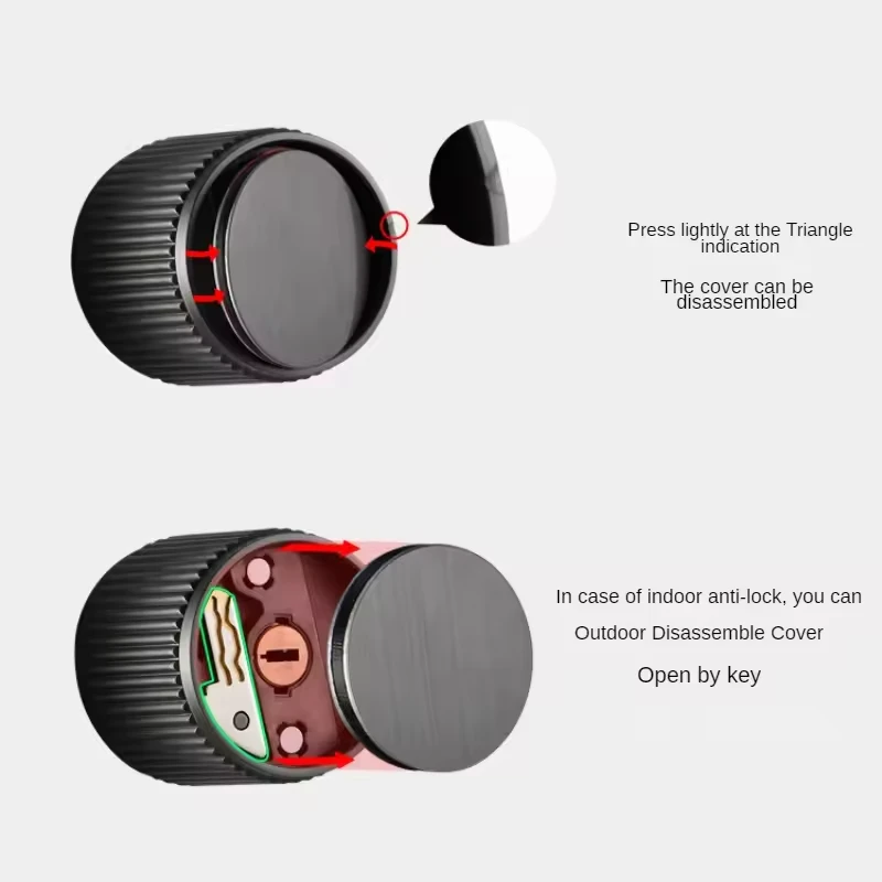 Magnetic Silent Round Bedroom Door Lock with Keys Indoor Room Wooden Door Light Fashionable Household Universal Door Handle Lock
