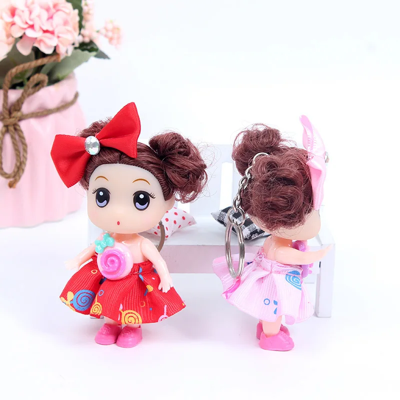 5 pz/set 9cm Creative girl princess doll portachiavi cute doll action doll toy mini doll bag ciondolo bambini play house toy gift