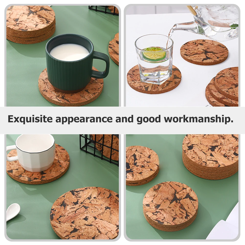 

6pcs Cork Coasters Heat Resistant Anti-Scald Retro Decorative Tabletop Cup Pad For Home Kitchen Coffee Shop Decoration