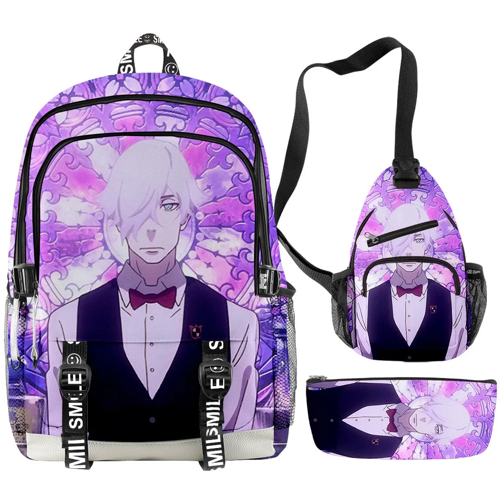 

Luxury Popular Funny Death Parade 3D Print 3pcs/Set Student School Bags multifunction Travel Backpack Chest Bag Pencil Case