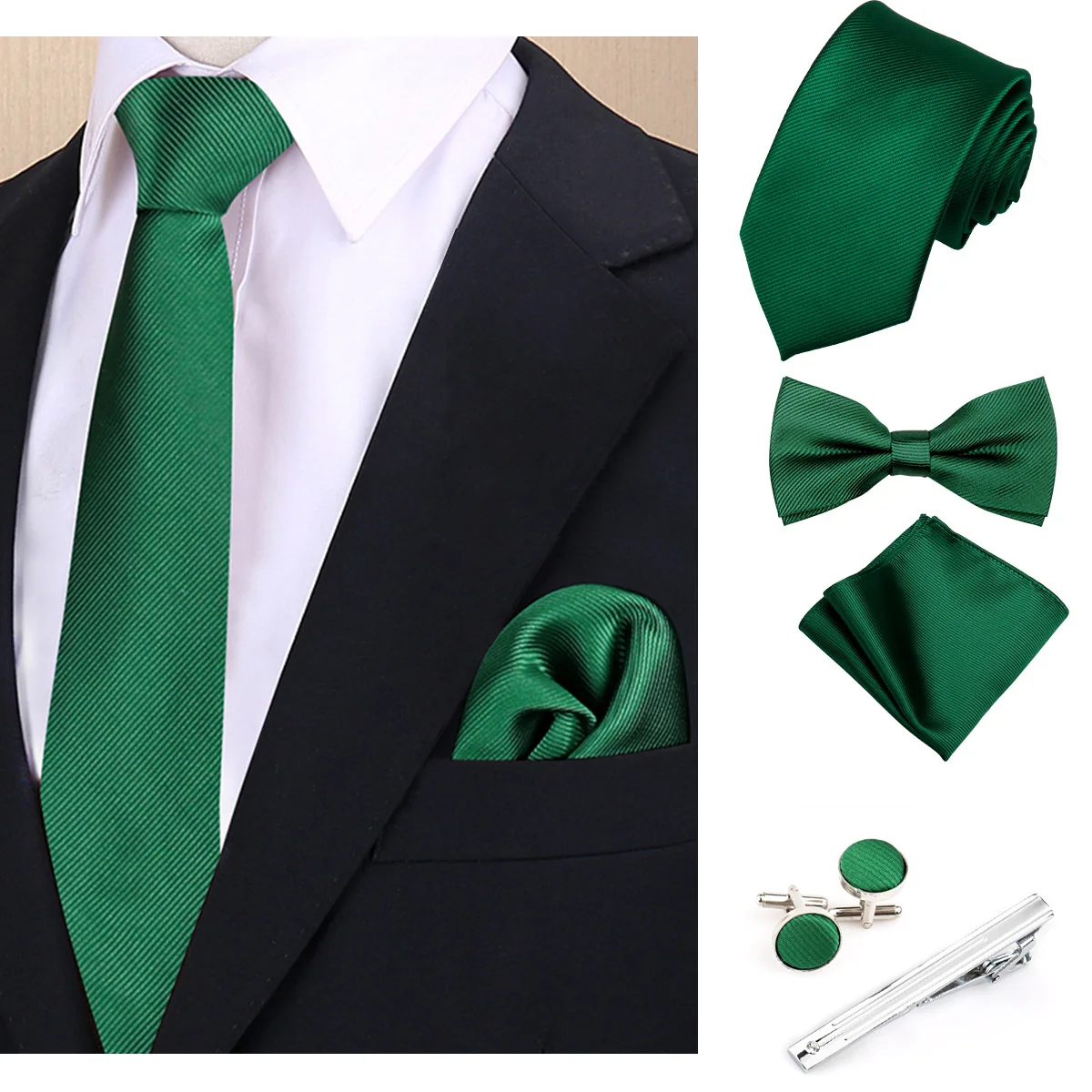 Однотонный галстук-бабочка, комплект роскошных модных мужских галстуков, карманные квадратные запонки, зажим для галстука, винно-синий, элегантный полосатый галстук, аксессуары