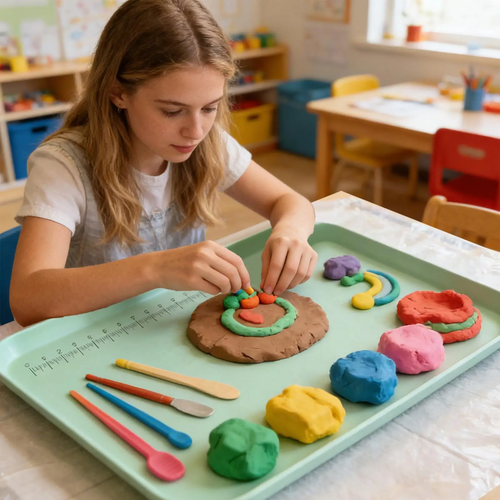 

Силиконовый коврик для рисования 61x40 см, моющийся, с приподнятыми краями, для творчества, литья смолы, работы с глиной, формования форм