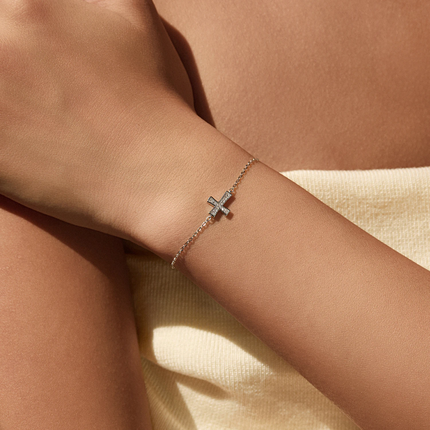 موديان 925 فضة بسيط متألق D اللون مويسانيتي الصليب ربط سلسلة أساور للنساء غرامة مجوهرات