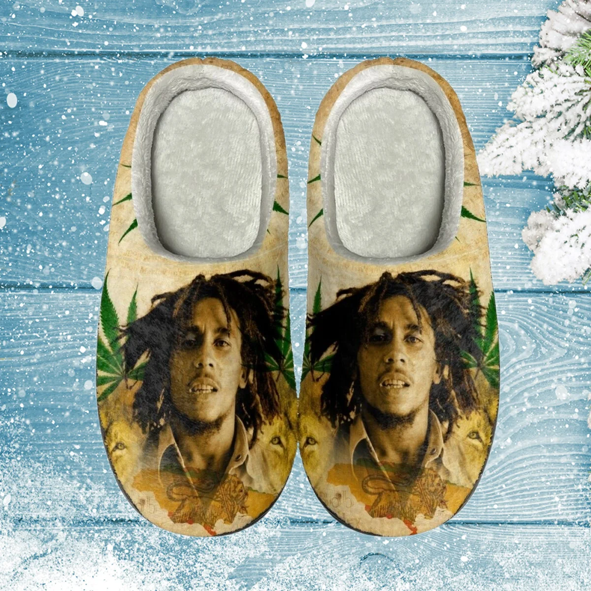 INSTANTARTS 2023 Household Slides Bob Marley Design Cotton Slippers Adult Indoor Outodor Soft-soled Flats Casual Loafers 2023