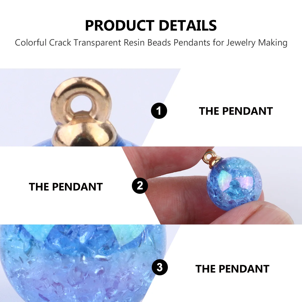 50 Pcs Bead Pendant Resin Acrylic Jewelry Supplies Colorful Craft DIY Projects Charm Accessories Necklace Earring Bracelet