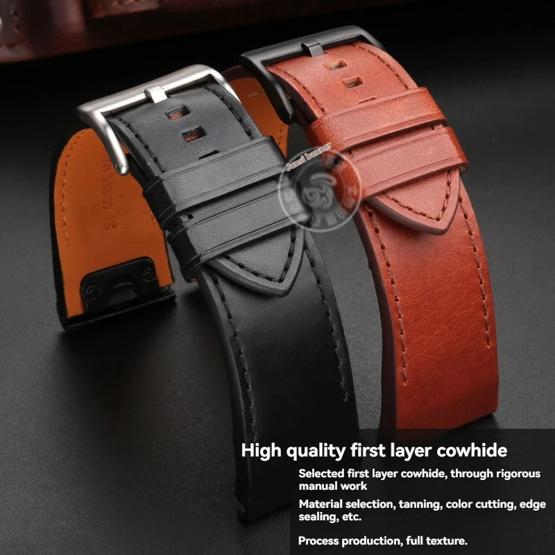 20mm/22mm/26mm Quick Release Leather Strap for Garmin Fenix 7/6X Pro/5X Plus/Epix 2/Instinct/Genuine Leather Watch Band Men