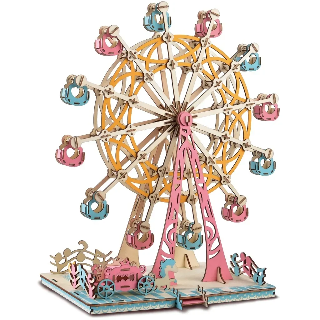 

3D Wooden Puzzle Toys Laser Cutting Ferris Wheel Jigsaw DIY Manual Assembly Kids Educational Learning Wooden Toys for Children