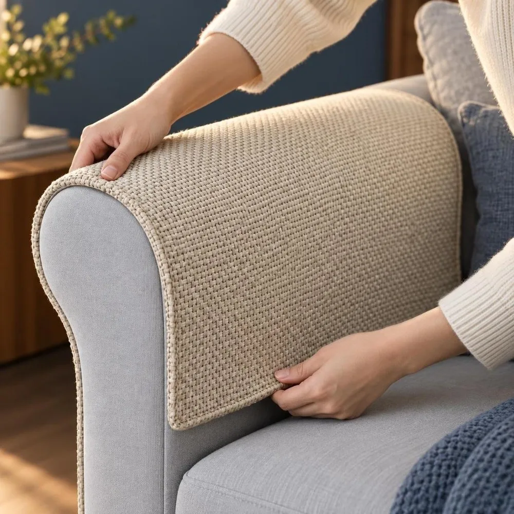 1pc New Non-Slip Sofa Arm Covers Durable Washable Recliner Arm Covers Practical Armrest Protectors L Shape Chair