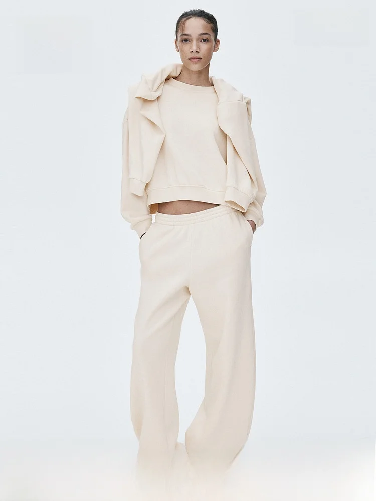 

H&M Summer New Women's 2-Piece Hoodie Set Casual Sportswear Cotton Polyester Blend Comfortable Versatile All-Season Outfit