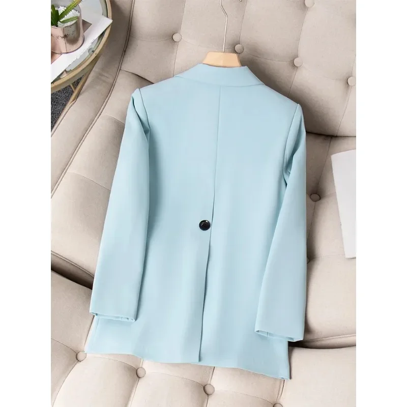 Orange Blue Black Women Casual Blazer Ladies Female Long Sleeve Solid Jacket For Autumn Winter