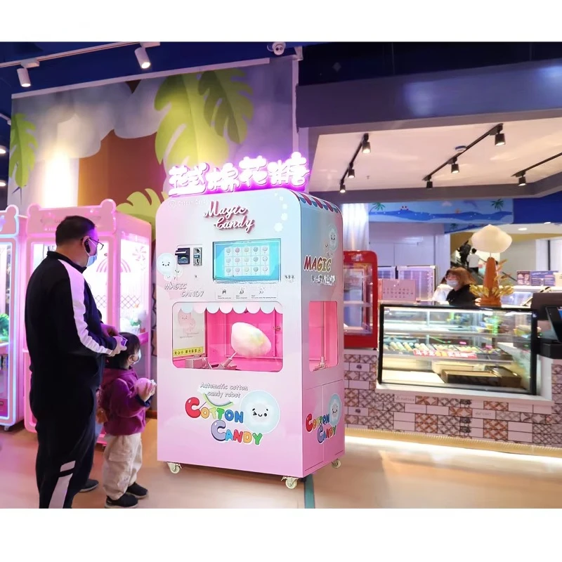 Customized Cotton Candy Vending Machine With Advertising Screen Touch Screen Ad Display For Extra Commercial Profit