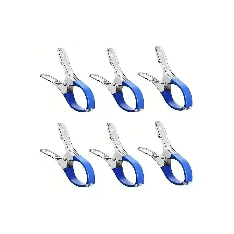 6/12 Pcs Windproof Pool Cover Clips Durable Stainless Steel with Non-slip Blue Plastic Handle for All Season Pool Cover Securing