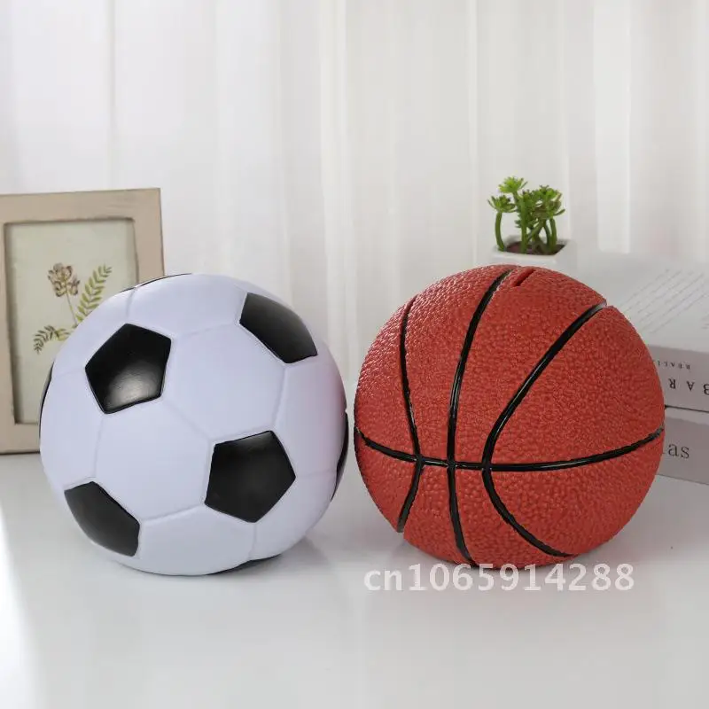

Children's Cartoon Piggy Bank Basketball Football Design Vinyl Record Material Safe for Falls Birthday Gift Idea
