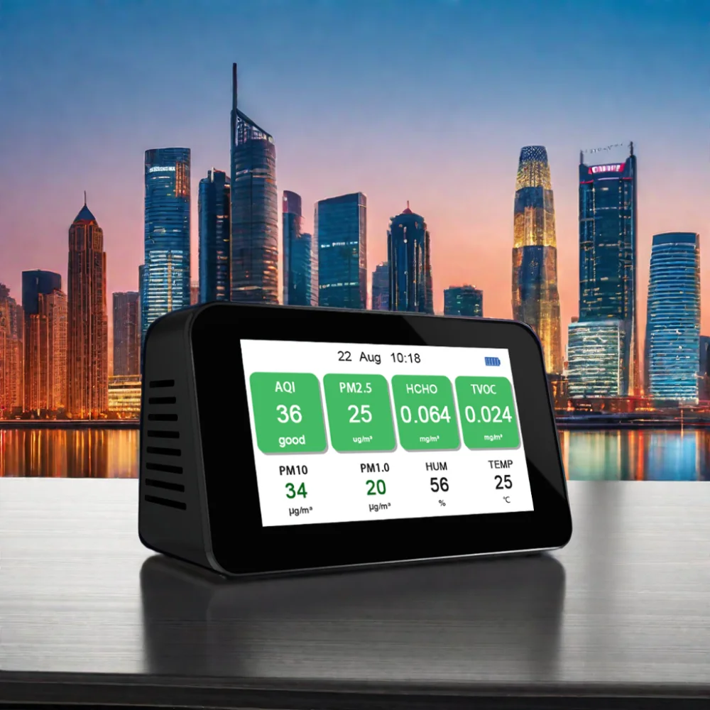 Hot Sale PM2.5 Desktop Air Quality Detector HCHO/TVOCAQI Gas Analyzer Indoor Air Quality Monitor with Dust Particulate Detection