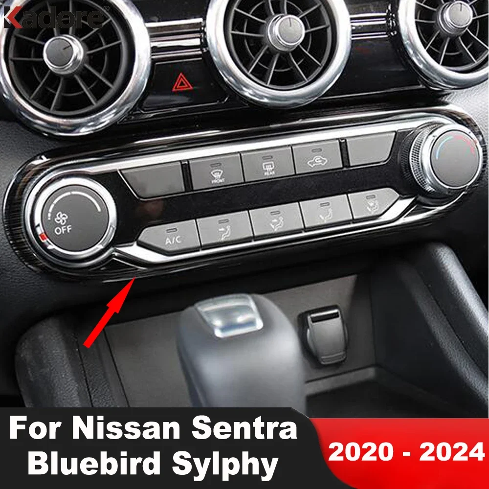 

For Nissan Sentra Bluebird Sylphy 2020-2023 2024 Steel Car Center Air Condition AC Switch Button Panel Cover Trim Accessories