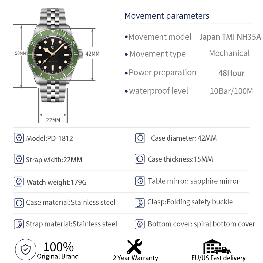 2026 New PAGANI DESIGN BB58 Jubilee bracelet Men\'s Watches Luxury Retro Automatic Watch For Men NH35A Mechanical Wristwawtch Men