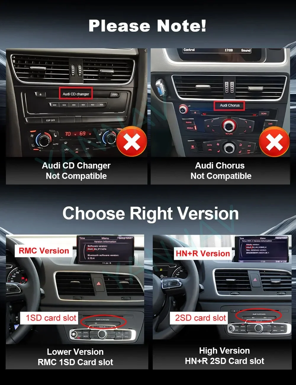 For Audi Q3 2013 - 2018 Car Radio Multimedia Navigation GPS Android 16 Wireless CarPlay WIFI 4G LTE QLED Touch Screen DSP Stereo