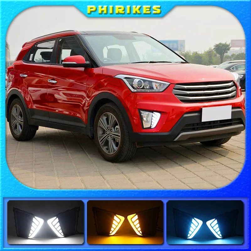 

For Hyundai IX25 Creta 2015 2016 Front LED Daytime Running Light DRL Driving Fog Lamp Fog light Cover With Function Relay