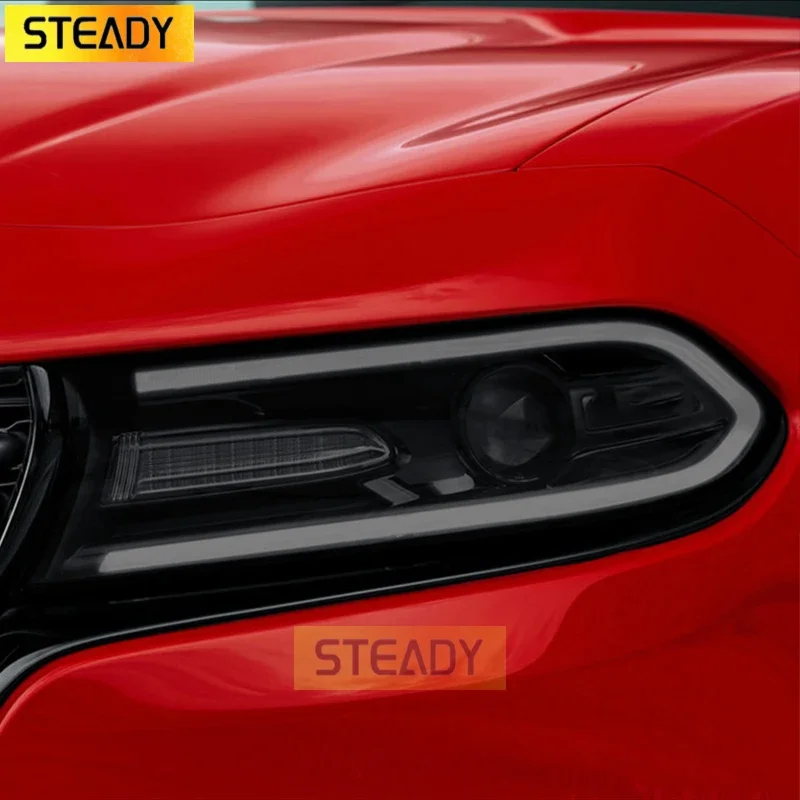 

2 Pcs Car Headlight Protective Film Vinyl Transparent Black TPU Sticker For Dodge Charger SRT Dart Viper Accessories