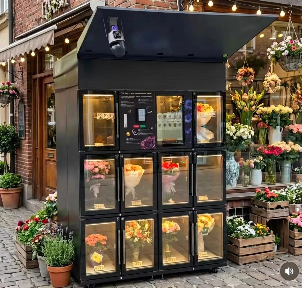 FL Coastal Street Flower Vending Locker Anti-corrosion Metal Shell Humidity Control Fresh Bouquet Automatic Retail Machine