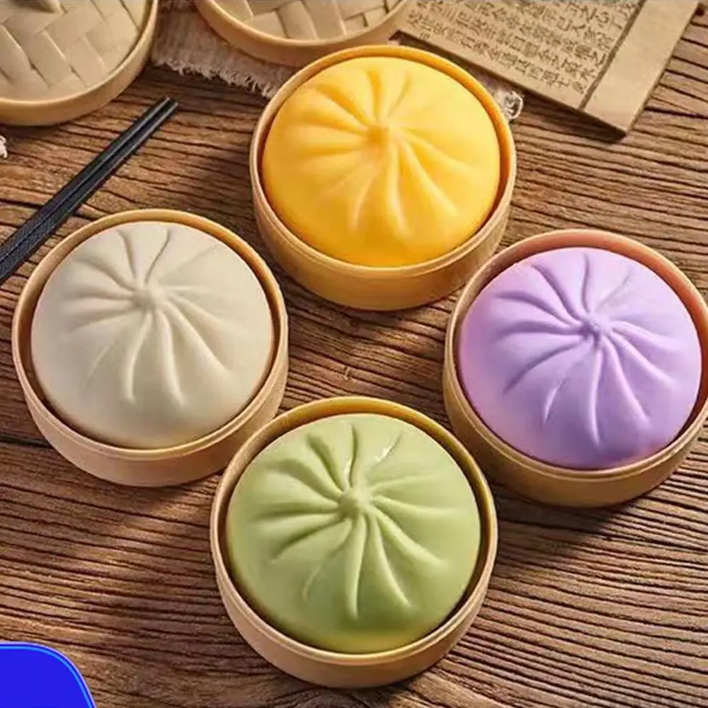 Realistic Steamer Bun Sensory Squeeze Toy Slow Rebound Soft Safe Polymer Fake Buns Bao Stress Relief Gift for Kids Autism ADHD