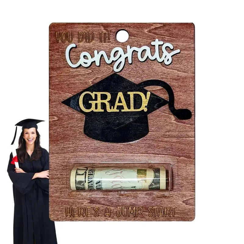 Wooden Money Card Creative Graduation Congrats Cash Holder Creative Gifts For Graduation Theme Party For Desk Bedroom Study Room