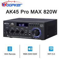 Woopker Audio Amplifier AK45/AK45 Pro Max 820W HiFi Digital Stereo Channel2.0 Bluetooth Amplifier Receiver for Home Room Karaoke