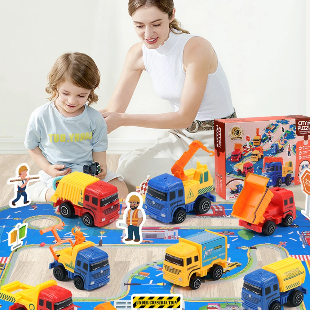 Children Puzzle Electric Track Toy Car DIY Rail Engineering Vehicle Children Educational toy Set Christmas Gift Toy for Boy Girl