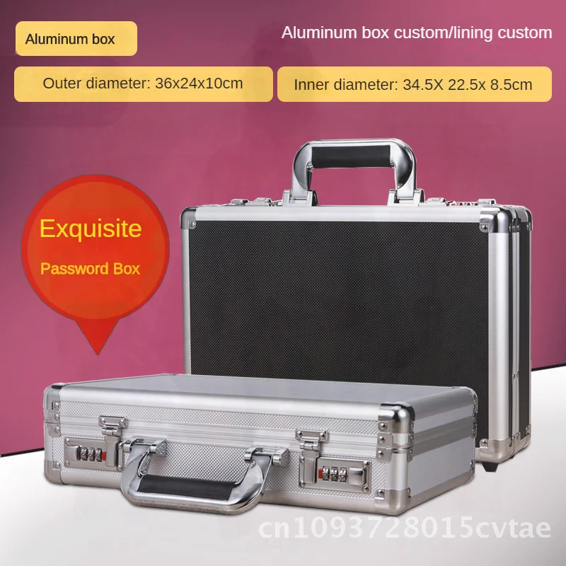 

Small Portable Aluminum Alloy Toolbox With Lock Password Protected Safety Deposit Certificate Storage Box for Household Use