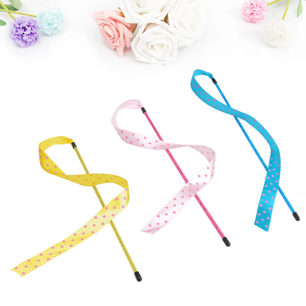 

3Pcs Cat Interactive Teaser Dot Ribbon Plastic Stick Red Kitten Training Wand Fun Activity